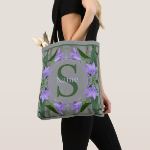 Custom Monogram Your Initial Name Lily Flowers Tote Bag