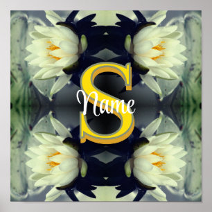 Custom Monogram Your Initial Name Lotus Flower  Poster
