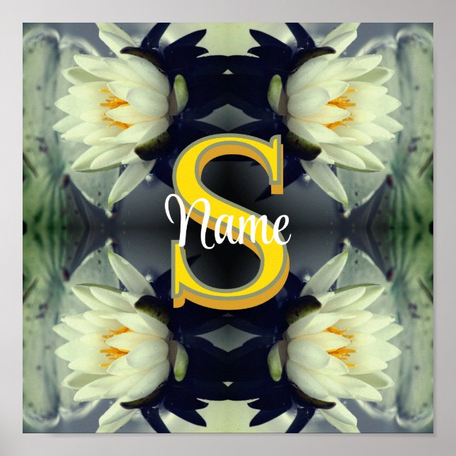 Custom Monogram Your Initial Name Lotus Flower  Poster (Front)