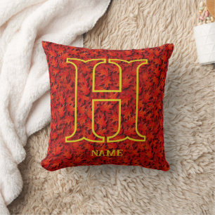 Custom Monogram Your Initial Name Oak Leaves Cushion
