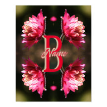 Custom Monogram Your Initial Name Red Flower
