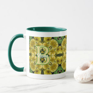 Custom Monogram Your Initial Primrose Flower Art Mug
