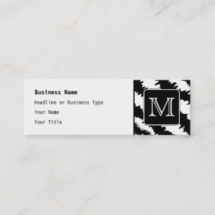Custom Monogram, Zebra Pattern Animal Print. Mini Business Card