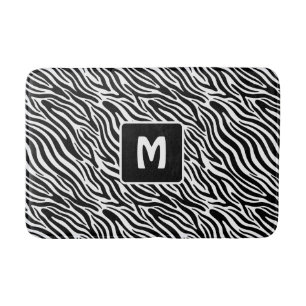 Custom Monogram Zebra Pattern Bath Mat