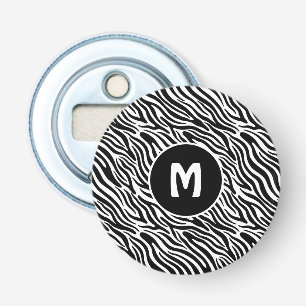 Custom Monogram Zebra Pattern Bottle Opener