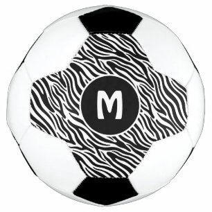 Custom Monogram Zebra Pattern Soccer Ball