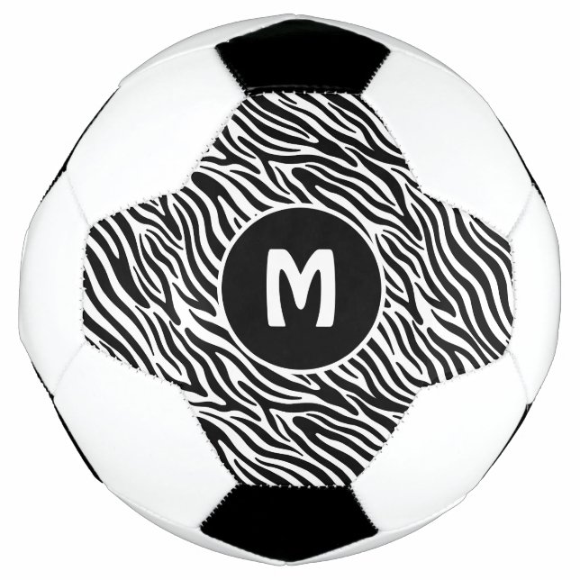 Custom Monogram Zebra Pattern Soccer Ball (Front)