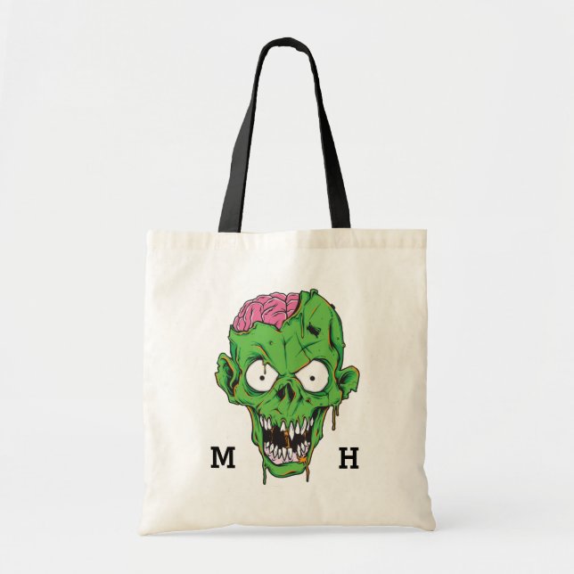 Custom monogram Zombie tote bags (Front)