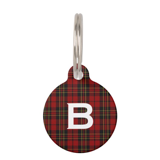 Custom Monogramed Brodie Plaid Dog Tag (Front)