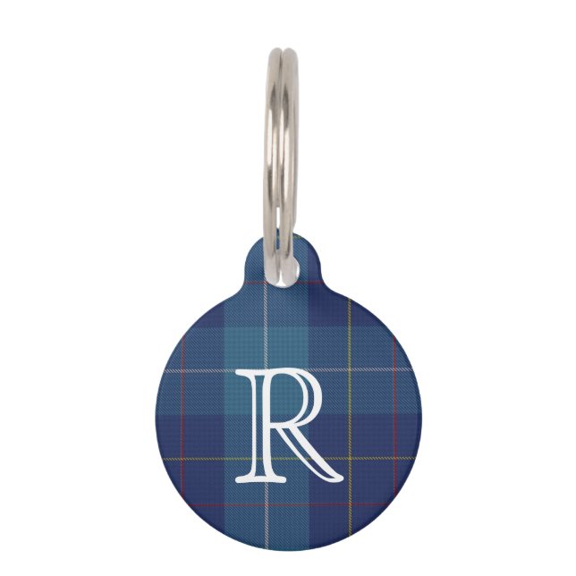 Custom Monogramed MacKerrell Plaid Dog Tag (Front)