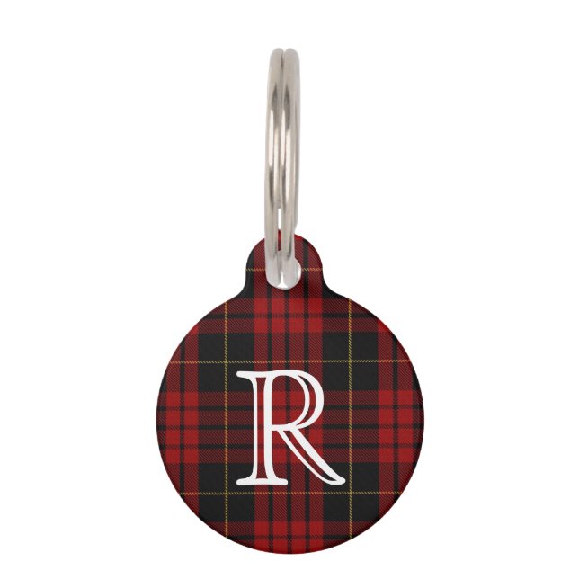 Custom Monogramed MacQueen Plaid Dog Tag (Front)