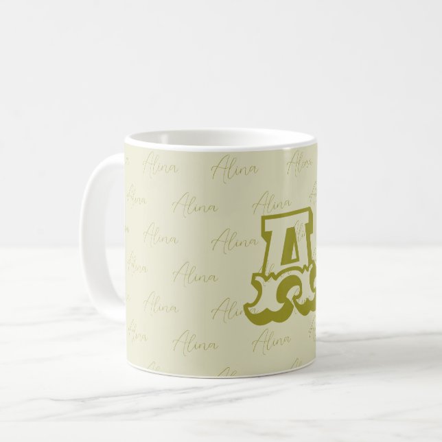 Custom Monogramed Mug with Your Name and Initial (Front Left)