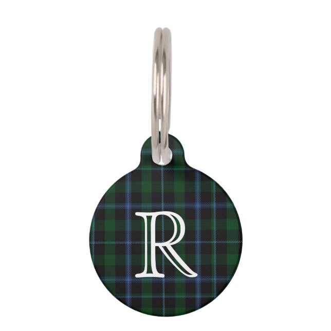 Custom Monogramed Murray Plaid Dog Tag (Front)