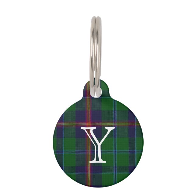 Custom Monogramed Young Plaid Dog Tag (Front)