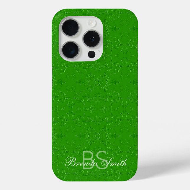 Custom Monogrammed Abstract Pattern Spring Green Case-Mate iPhone Case (Back)