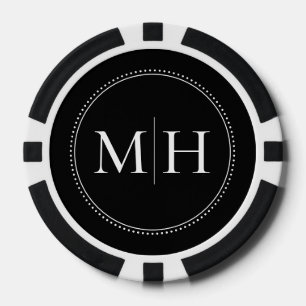 Custom Monogrammed Black Wedding Poker Chips