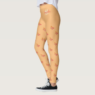 Custom Monogrammed Butterfly Pattern Chic Modern Leggings
