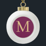 Custom monogrammed ceramic ball christmas ornament<br><div class="desc">Monogrammed Ceramic Ball Christmas Ornament with elegant colours
Personalise it now; click the customise button to add your initial</div>
