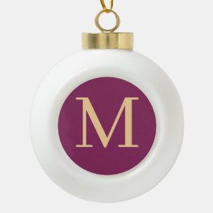 Custom monogrammed ceramic ball christmas ornament