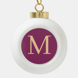 Custom monogrammed ceramic ball christmas ornament