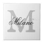 Custom monogrammed elegant ceramic tile<br><div class="desc">Custom monogrammed elegant ceramic tile. Classy monogram with vintage initial letter and script text. Colour can be changed.</div>