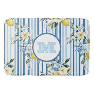 Custom Monogrammed Floral Lemon Bath Mat