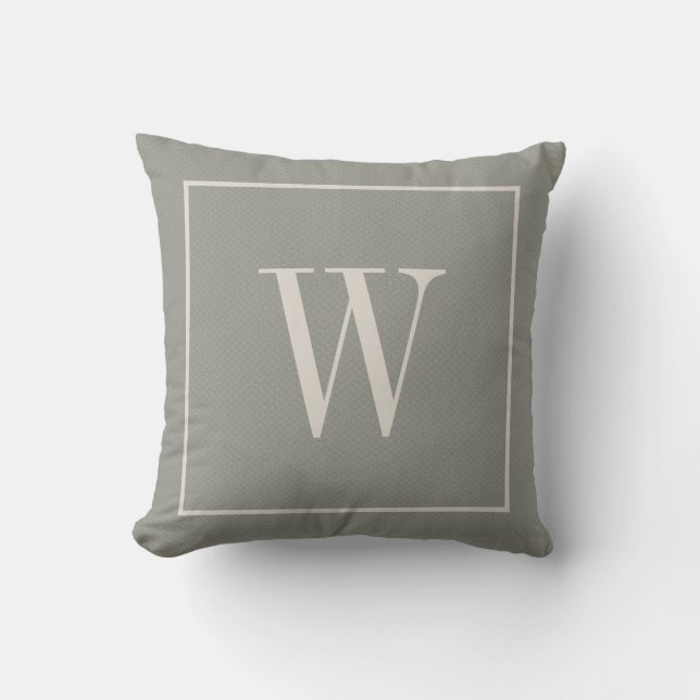Custom Monogrammed Inital Trendy Rustic Grey  Cushion (Front)