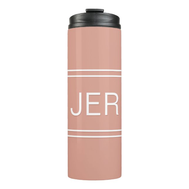 Custom Monogrammed Initials Drinkware Girly Pink Thermal Tumbler (Front)
