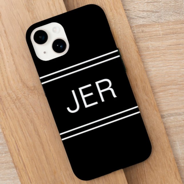 Custom Monogrammed Initials Modern Black Template Case-Mate iPhone Case (Creator Uploaded)