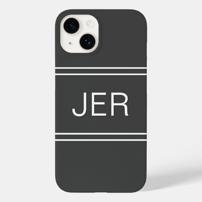 Custom Monogrammed Initials Modern Grey Template Case-Mate iPhone Case (Back)