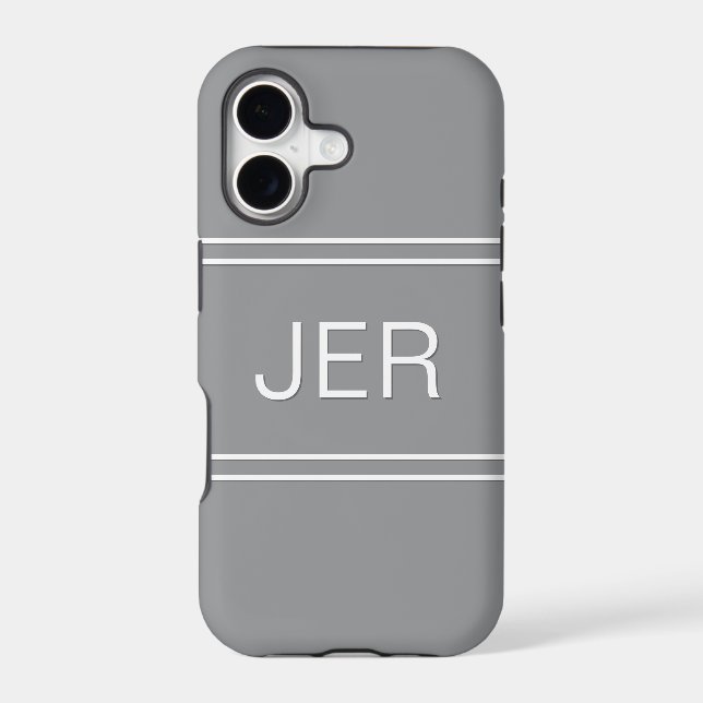 Custom Monogrammed Initials Modern Ultimate Grey (Back)