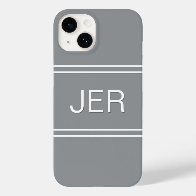 Custom Monogrammed Initials Modern Ultimate Grey Case-Mate iPhone Case (Back)