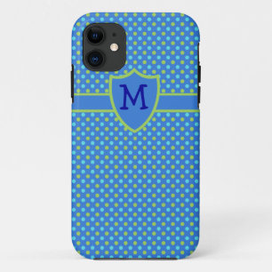 Custom Monogrammed iPhone 5s Case Blue Polka Dot