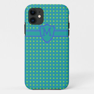 Custom Monogrammed iPhone 5s Case Green Polka Dot