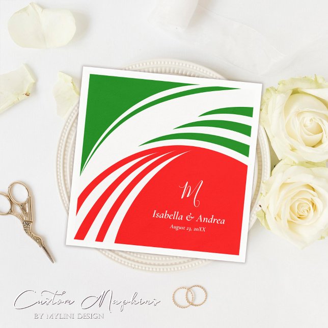 Custom Monogrammed Italian Flag Napkin (Creator Uploaded)