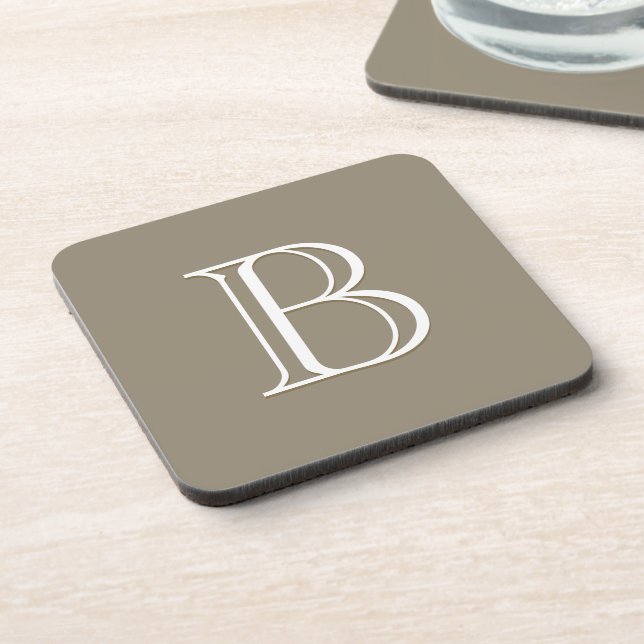 Custom Monogrammed Letter Initial Brown Mocha Coaster (Left Side)