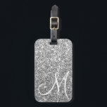 Custom Monogrammed Luxe Silver Glitter Luggage Tag<br><div class="desc">Custom Monogrammed Luxe Silver Glitter Luggage Tag.</div>