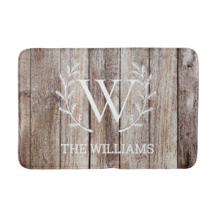 Custom Monogrammed Personalised Rustic Barn Wood  Bath Mat