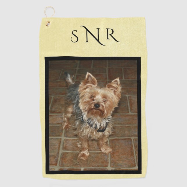 Custom Monogrammed Pet or Family Photo Golf Towel (Front)
