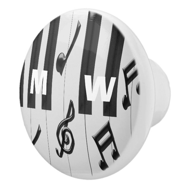 Custom Monogrammed Piano Keyboard Ceramic Knob (Right)