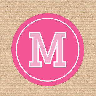 Custom Monogrammed Retro Bold Pink Classic Round Sticker