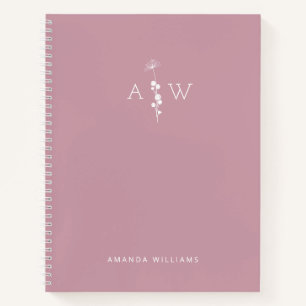 Custom Monogrammed Rose Spiral Notebook