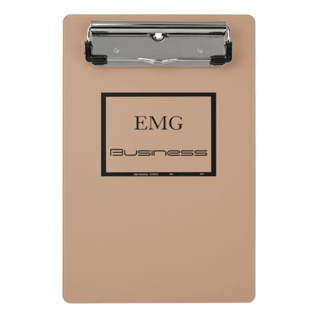 Custom Monogrammed stylish black and  pink Mini Clipboard (Front)