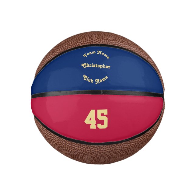 Custom Monogrammed Team Club Player Name Number Mini Basketball (Front)