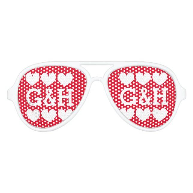 Custom monogrammed wedding party favour sunglasses (Front)