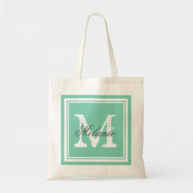 Custom monogrammed wedding party tote bags (Front)
