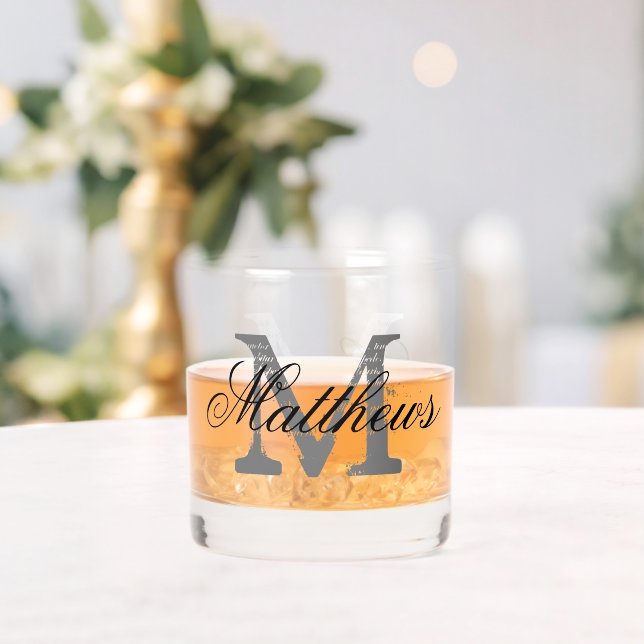 Custom monogrammed whiskey glass gift (Insitu (Wedding))