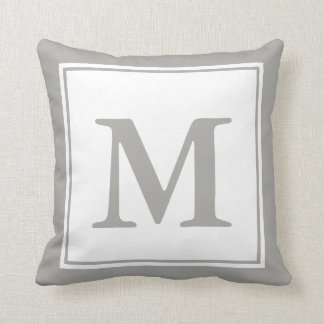 Custom Monogrammed White and Grey Cushion