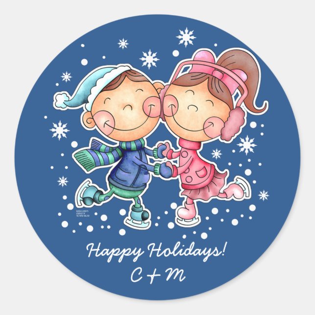 Custom Monograms Fun Christmas Gift Stickers (Front)