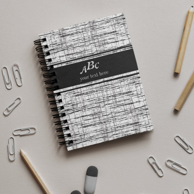 Custom Monograms Minimalist Grey Grunge Notebook (Creator Uploaded)